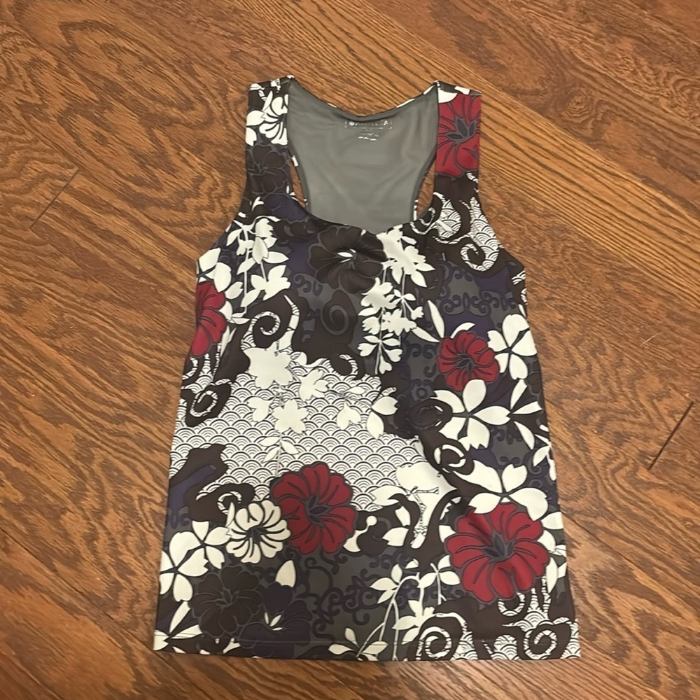 Athleta Floral Racerback Tank Top with Shelf Bra Size 36c